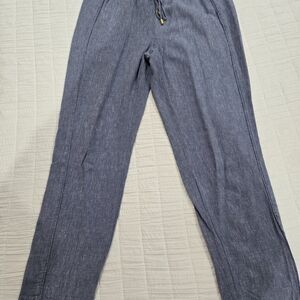Ellen Tracy Blue Linen Pants